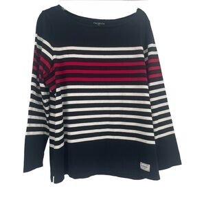 Talbot’s Pullover Sweater Top Striped Knit Long Sleeve Black Size X (14W-16W)